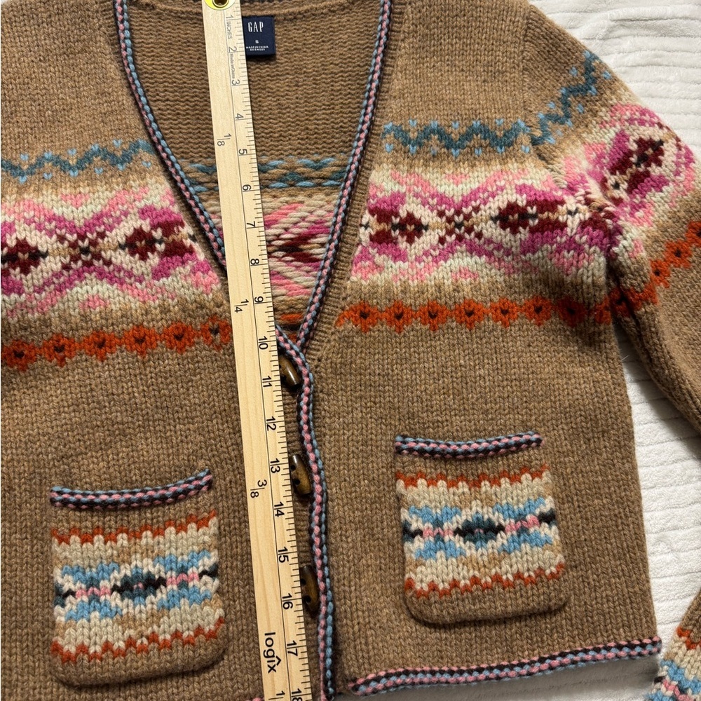 GAP Tan and Pink Patterned Cardigan Sweater - Picture 5 of 8